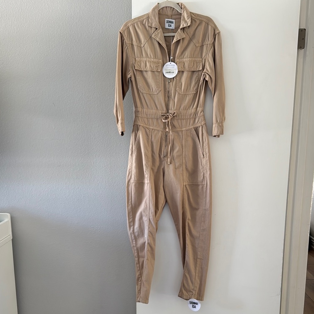 DONNA IDA Women's Tan Utility Jumpsuit